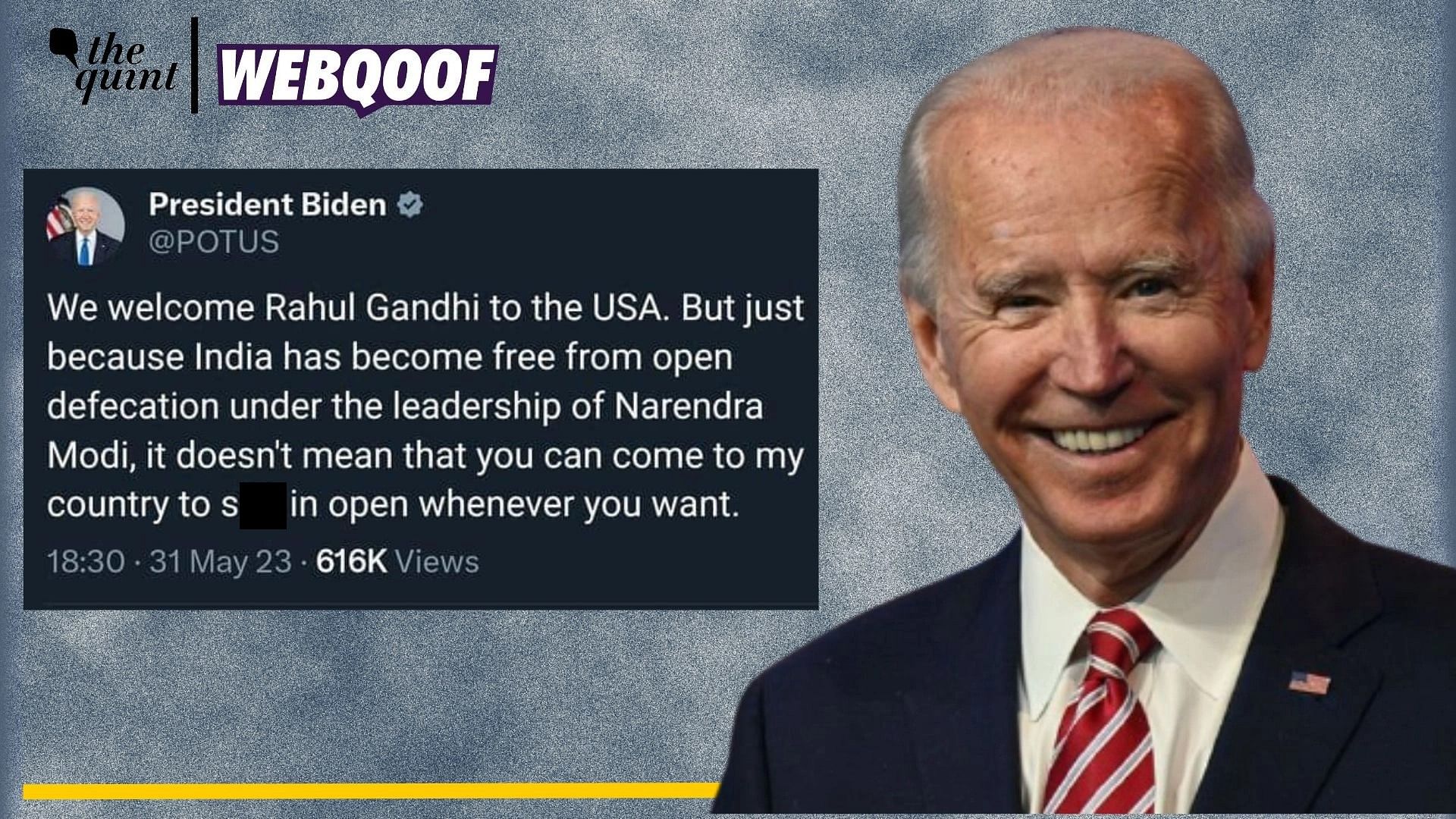 <div class="paragraphs"><p>Fact-check: A fabricated tweet made by Joe Biden about Rahul Gandhi visiting the USA and applauding Narendra Modi is going viral as real.</p></div>