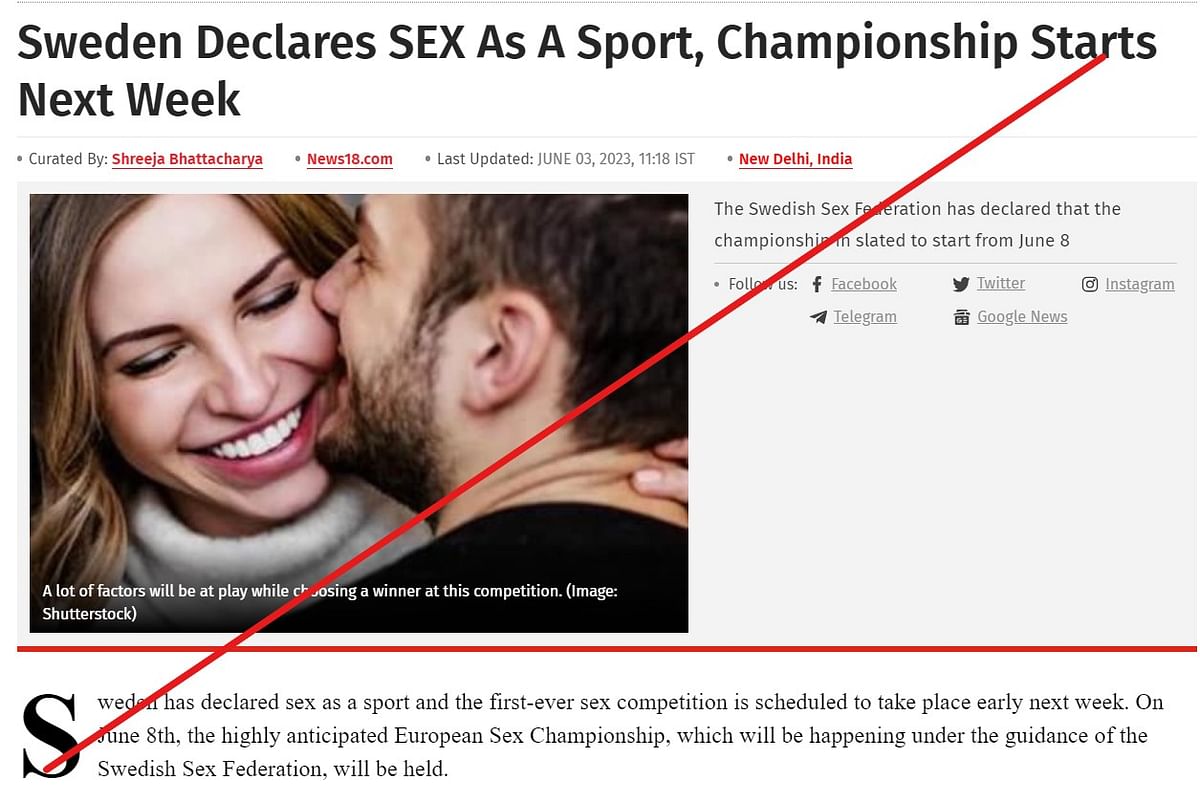 The Swedish Sports Confederation confirmed to us that Sweden has not declared sex as a sport.