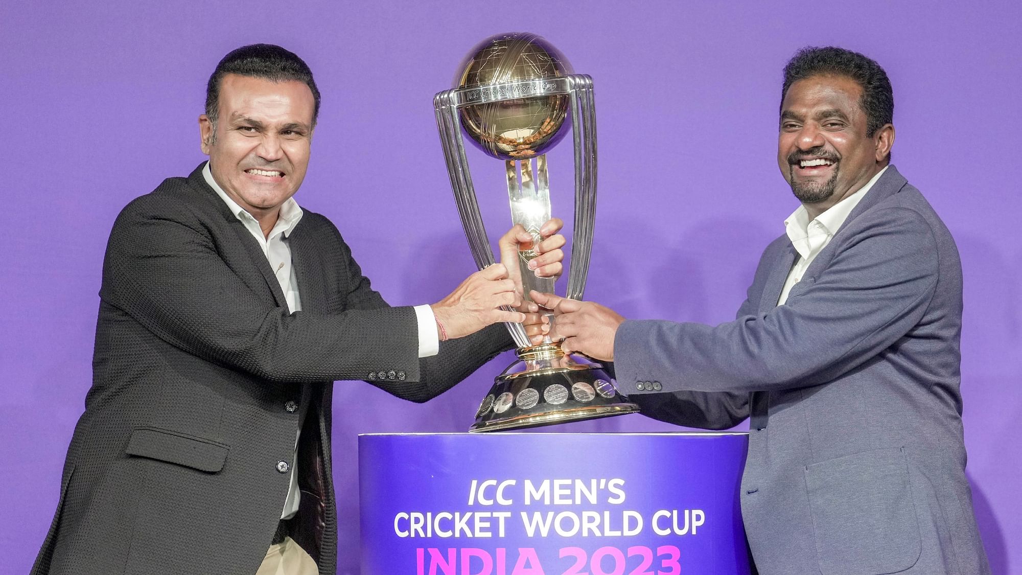 <div class="paragraphs"><p>Cricket World Cup 2023 Schedule: Dates of 10 most important clashes.</p><p>Seen here, Virender Sehwag and Muttiah Muralitharan during the press event to announce the&nbsp;ICC Men's Cricket World Cup schedule.</p></div>