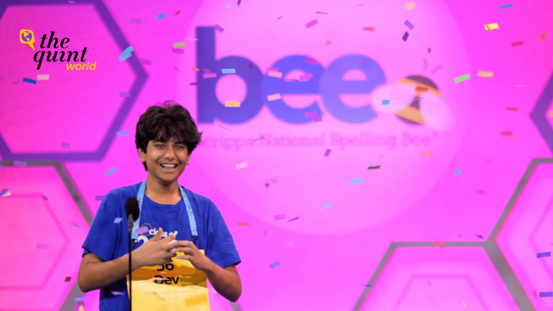 <div class="paragraphs"><p>Dev Shah, a 14-year-old Indian origin from Largo, Florida, won the 95th Scripps National Spelling Bee trophy after spelling the word “psammophile” correctly.</p></div>