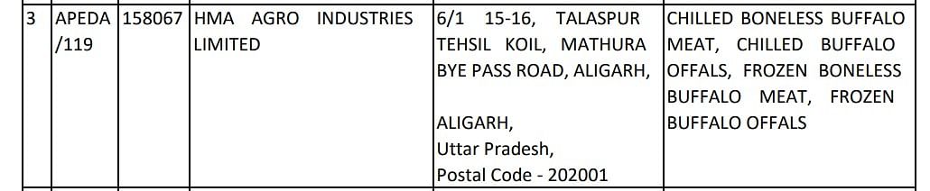 HMA Agro is approved by the government body called APEDA for buffalo meat exports.