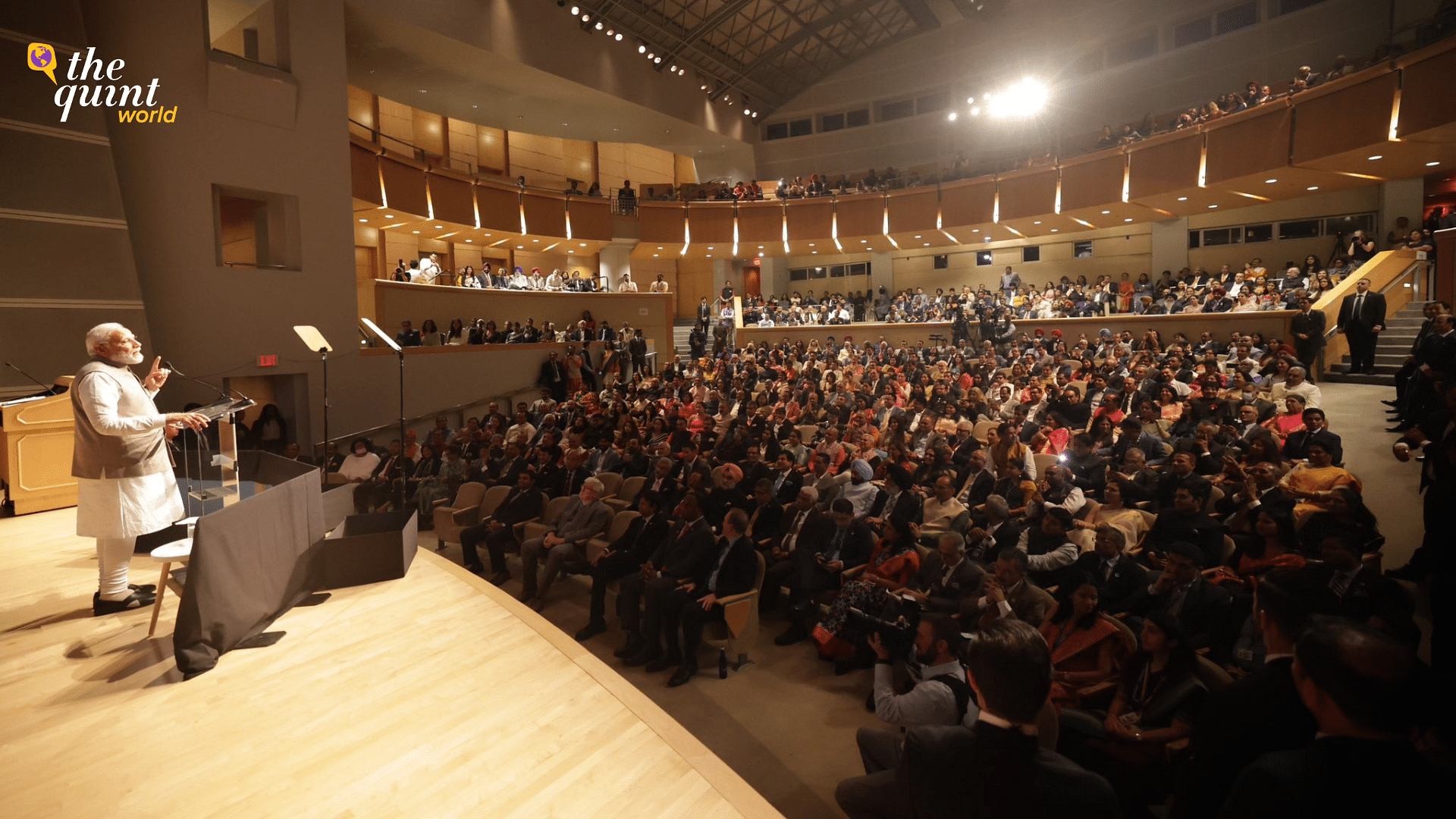<div class="paragraphs"><p>Prime Minister Narendra Modi addressed a large crowd of Indian diaspora members in an invite-only event at the Ronald Reagan center in Washington, the conclusion of his three-day State visit to the United States.</p></div>