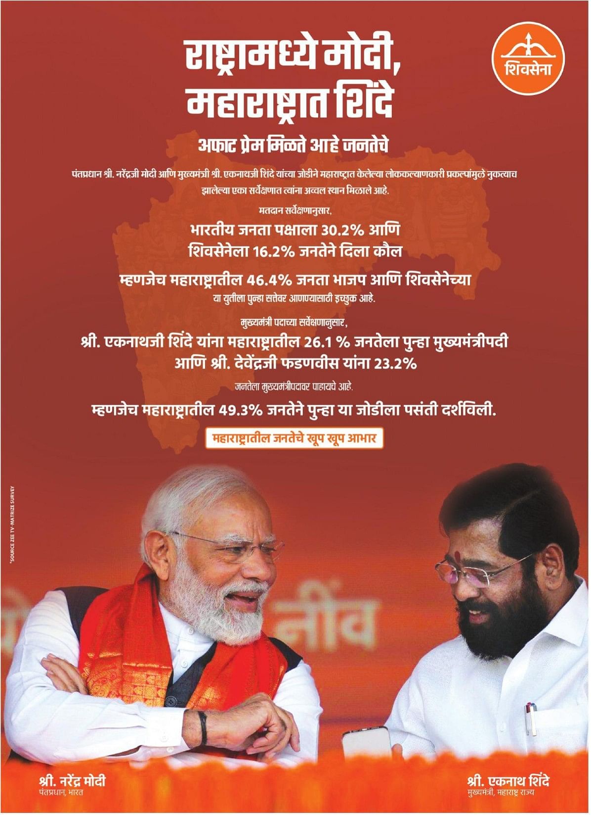 After the controversy over the ad, Shiv Sena had to issue another ad on Wednesday portraying unity of the alliance.
