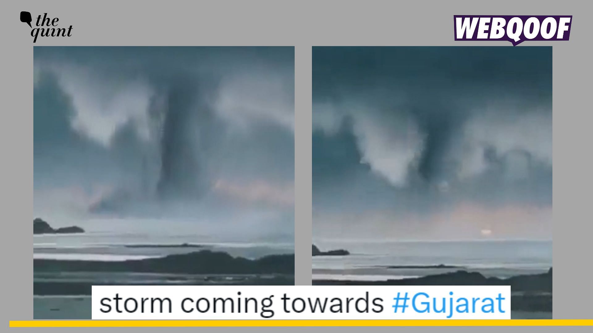 <div class="paragraphs"><p>Fact-check:&nbsp;A video of a tornado created by CGI animation is going viral on social media as a real video showing cyclone biparjoy in Gujarat.</p></div>