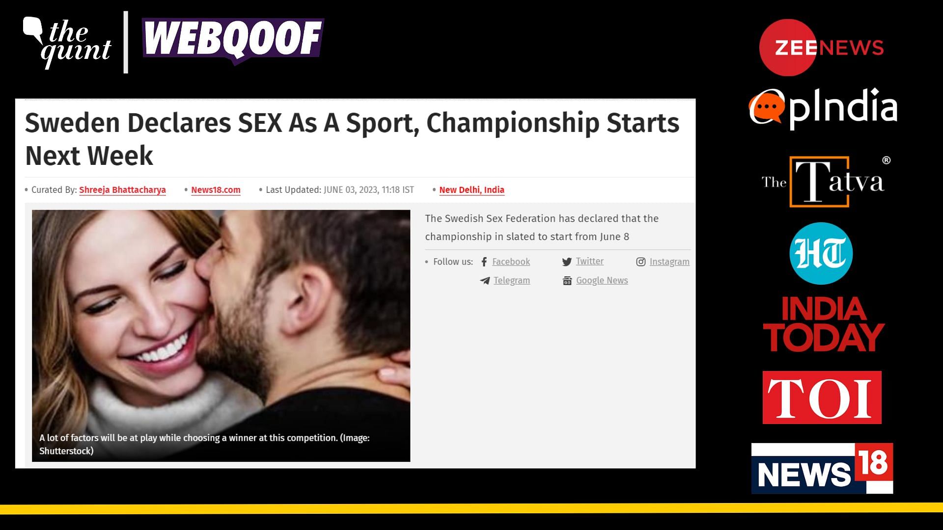 Fact Check of Sweden Sex Championship 2023 Sweden Did Not Officially Recognise Sex as a Sport