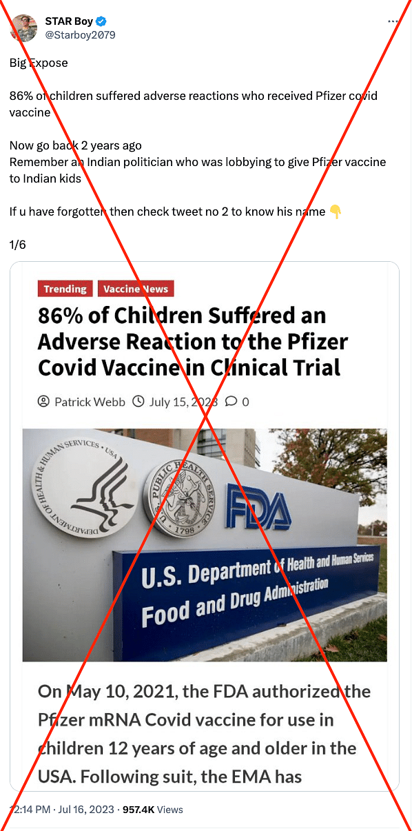 The claim about the Pfizer-BioNTech vaccine is misleading, as the reported effect was pain and local reactions.