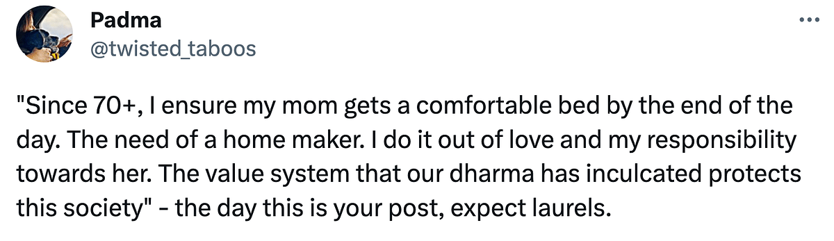 'He should be ashamed that his mother makes his bed', replied a user