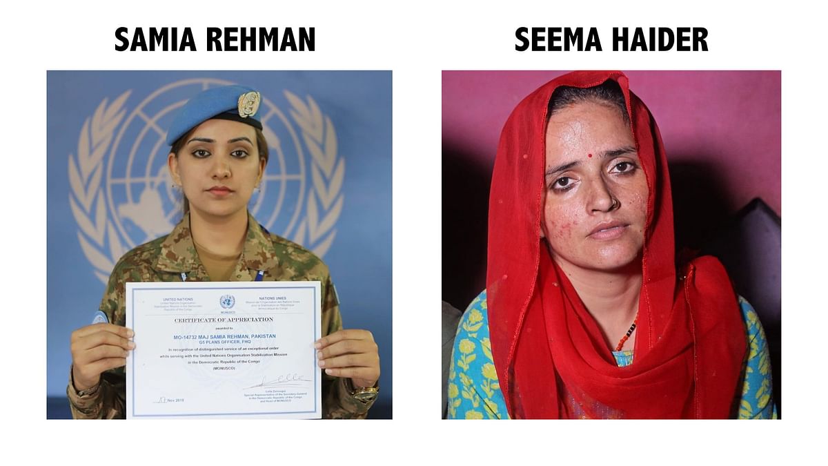 The woman in a military uniform is Major Samia  Rehman, who has served in the United Nations Peacekeeping Force.
