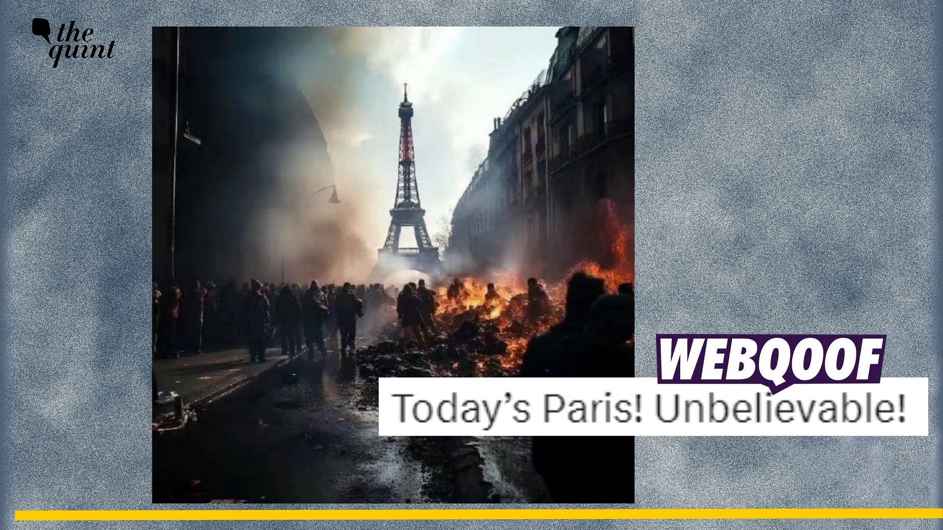 <div class="paragraphs"><p>Fact-check: An AI-generated image of destruction near Eiffel Tower in France's Paris is being linked to the recent violent protests. </p></div>