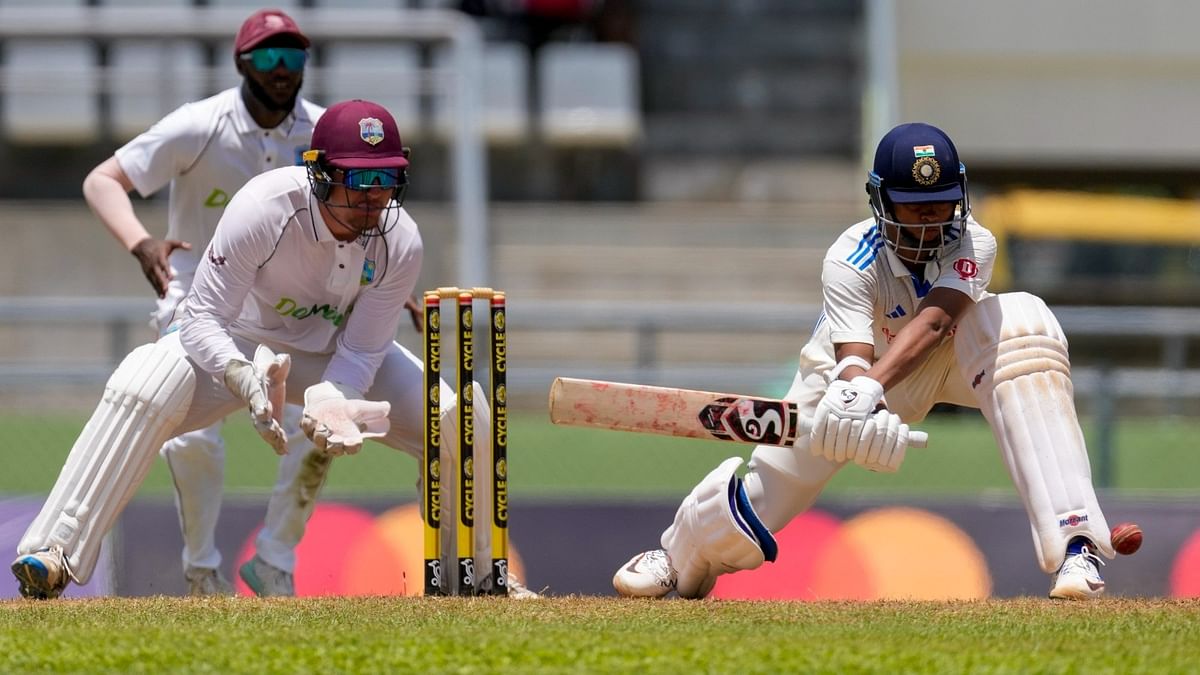 Yashasvi Jaiswal scored a century on his Test debut against West Indies on Thursday