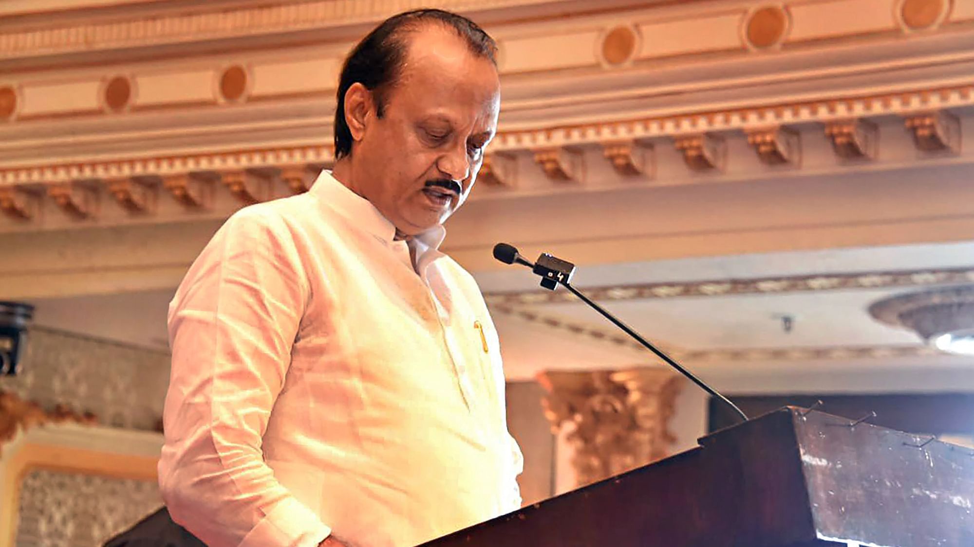 <div class="paragraphs"><p>Nationalist Congress Party (NCP) leader Ajit Pawar takes oath as Maharashtra deputy chief minister during a ceremony at Raj Bhavan in Mumbai on Sunday, 2 July.</p></div>