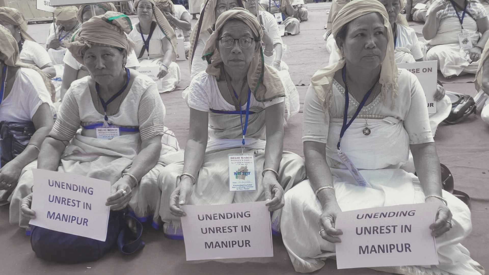 <div class="paragraphs"><p>The&nbsp;Meira Paibis protesting in Delhi's Jantar Mantar.</p></div>