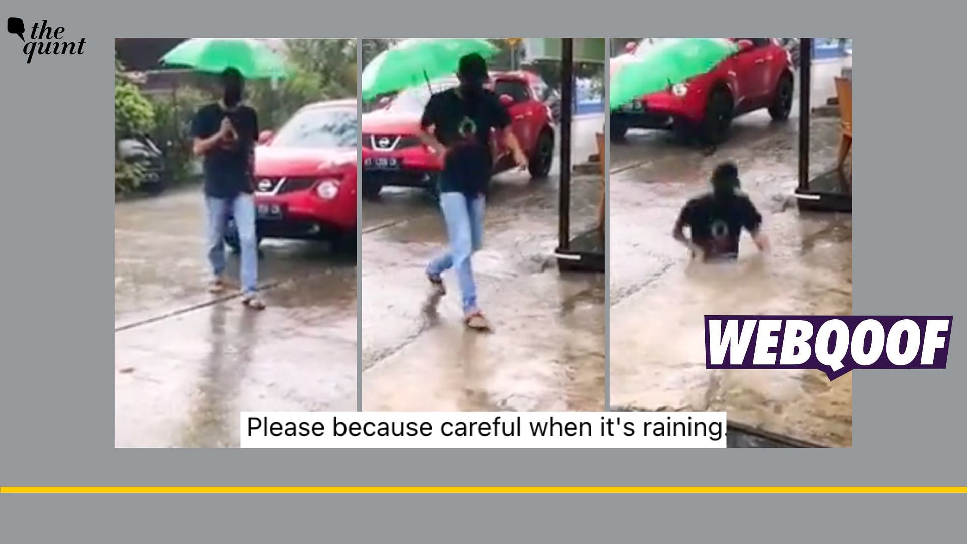 <div class="paragraphs"><p>The video is animated, showing a man falling into a puddle.&nbsp;</p></div>