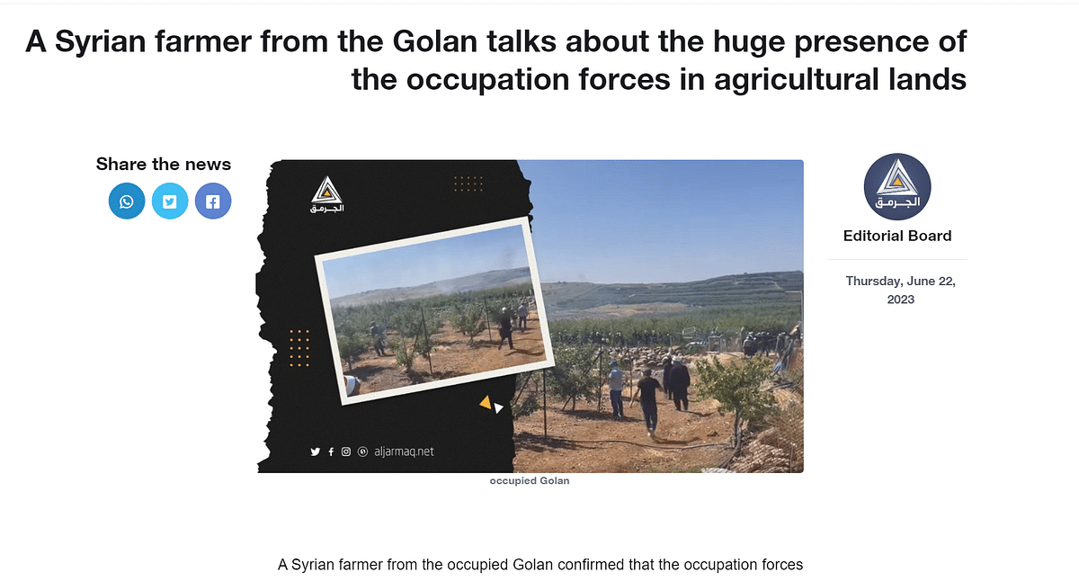 We found that the video is from Syria's Golan, where landowners are protesting against the wind turbine project.