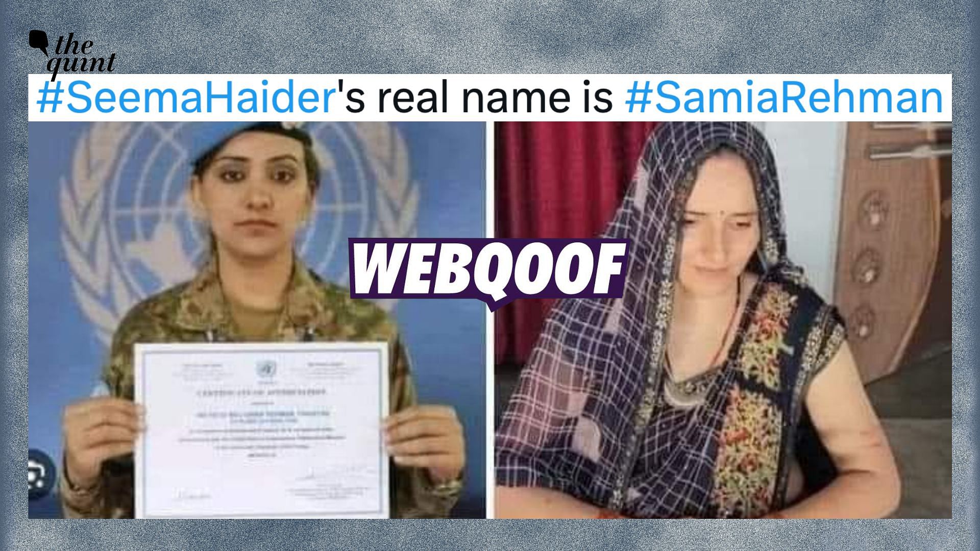 <div class="paragraphs"><p>A set of photos showing two different women is being shared to claim that Seema Haider's real name is Samia Rehman, who is a spy from Pakistan.</p></div>