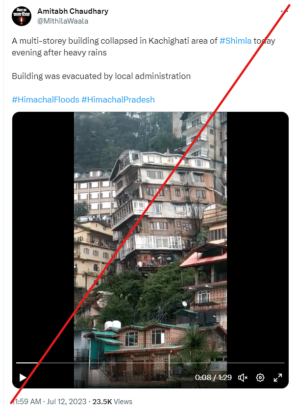 The video showing buildings collapsing is from 2021 whereas the video of the cloud burst is from Indonesia.