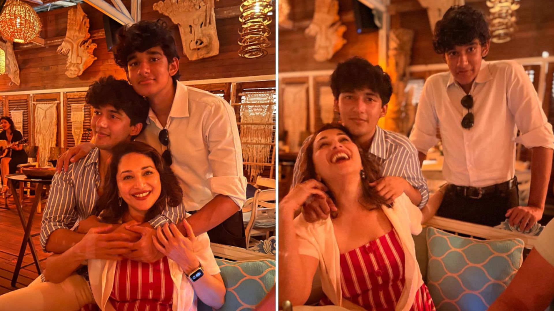 <div class="paragraphs"><p>Madhuri Dixit took to Instagram to share two lovely photos with her sons Arin and Ryan.</p></div>
