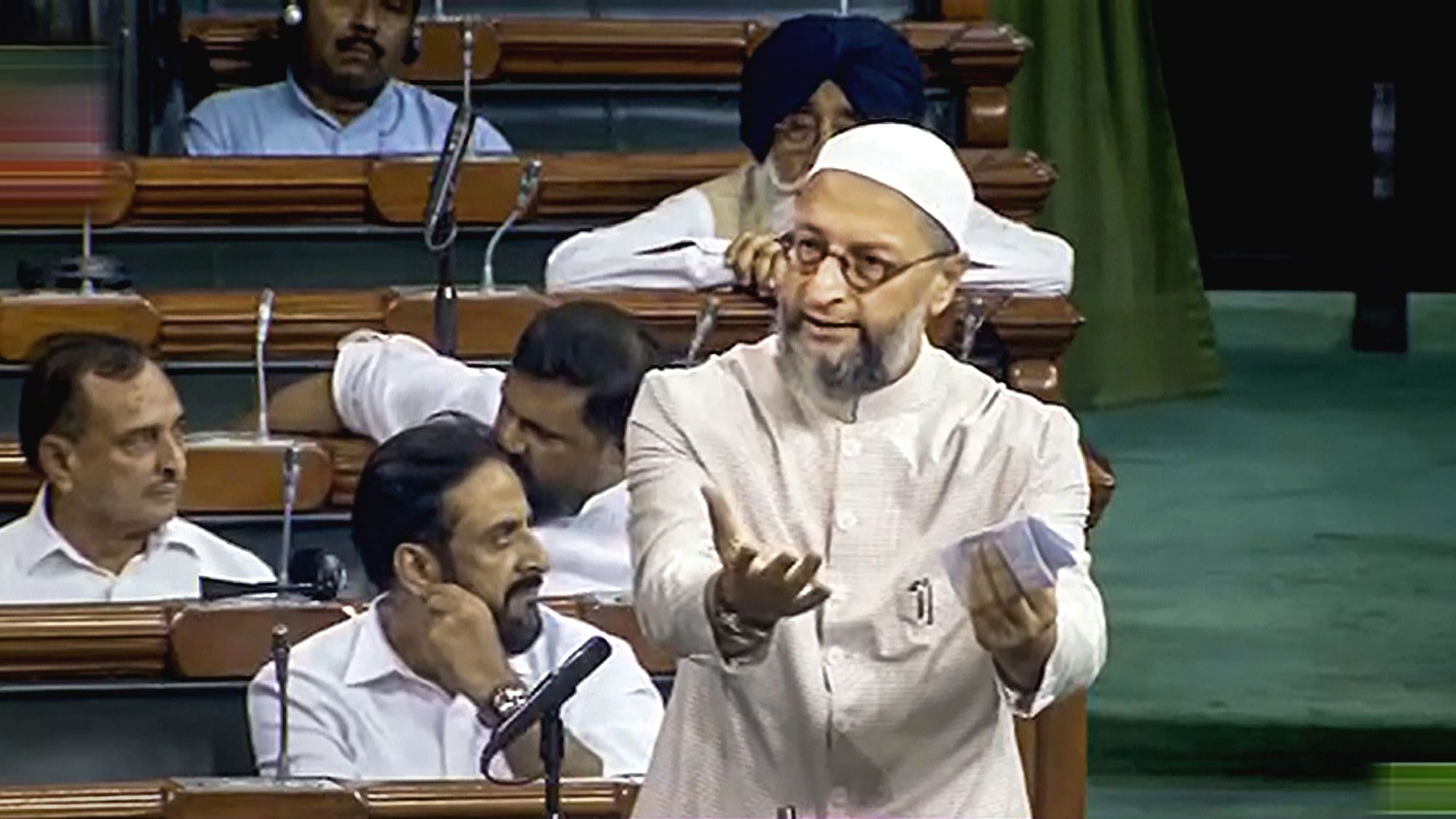 <div class="paragraphs"><p>AIMIM MP Asaduddin Owaisi speaks during the discussion on the no-confidence motion in the Lok Sabha during the Monsoon session of Parliament in New Delhi on Thursday, 10 August.</p></div>