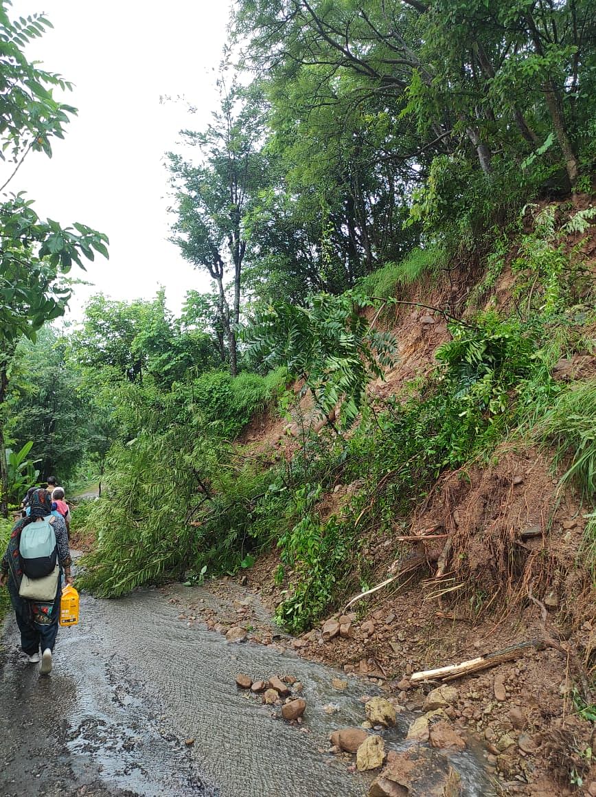 In my village, there are around 10 houses. All of us have left our homes as landslides are taking place.
