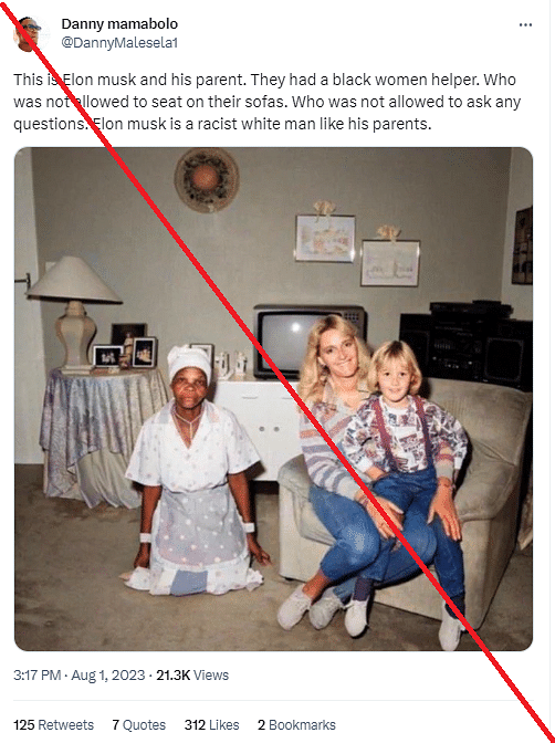 The image dates back to 1988 and shows a girl sitting with her mother and domestic help.