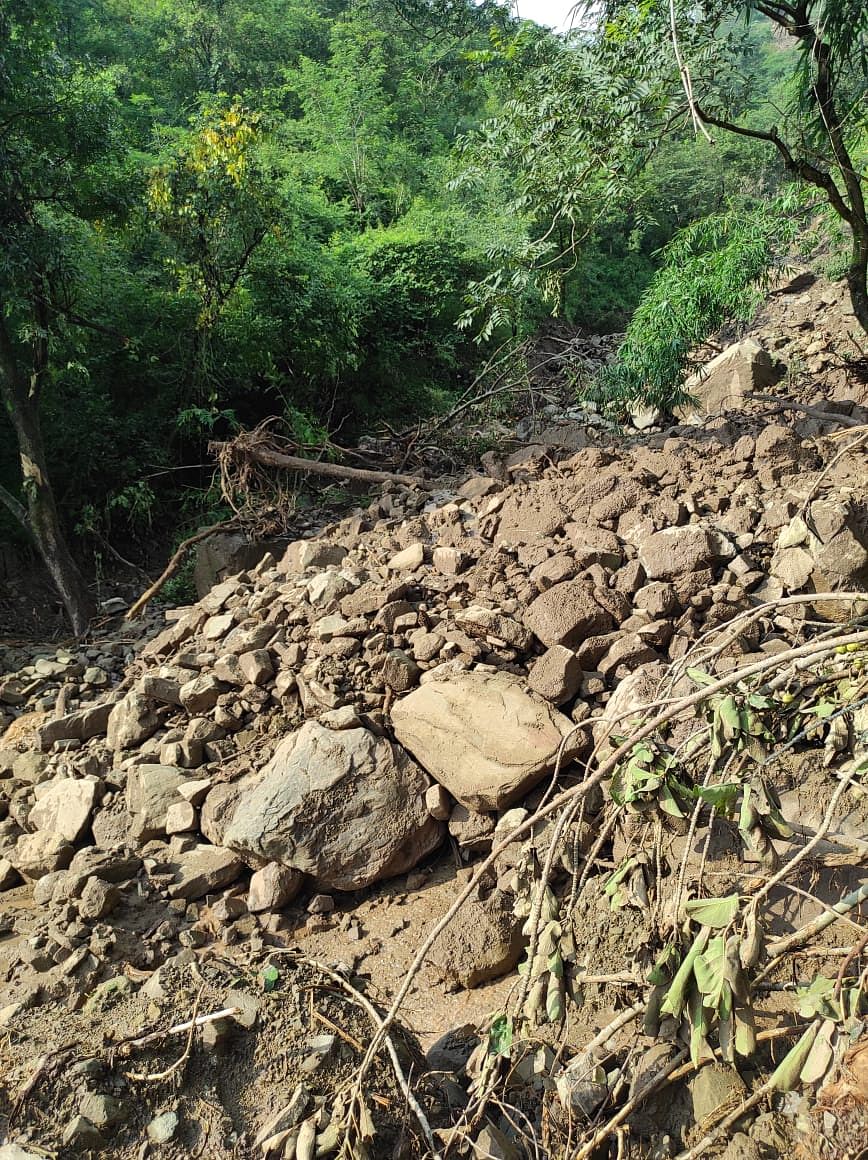 In my village, there are around 10 houses. All of us have left our homes as landslides are taking place.