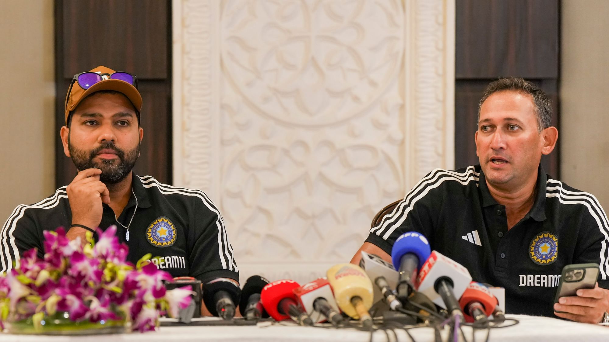 <div class="paragraphs"><p>The BCCI has announced the 17 member squad for the 2023 Asia Cup. Skipper Rohit Sharma and chief selector Ajit Agarkar at the press conference to announce the squad in New Delhi on 21 August.</p></div>