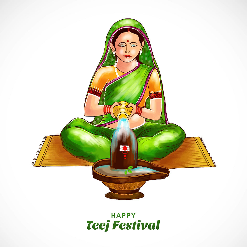 Happy Hariyali Teej Festival With Woman Dancing Card Design Stock  Illustration - Download Image Now - iStock