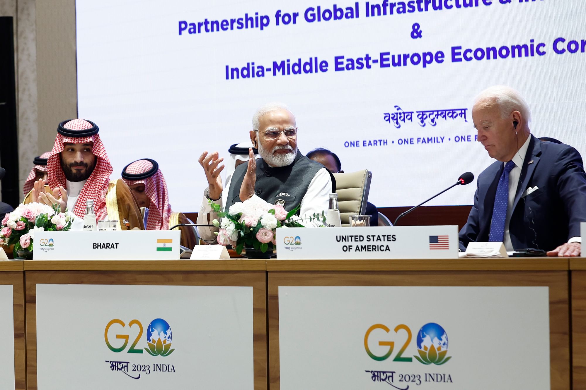 <div class="paragraphs"><p>Prime Minister Narendra Modi makes remarks at the Session-1 on One Earth during the G20 Summit 2023 at the Bharat Mandapam convention center, in New Delhi, Saturday, 9 September, 2023.</p></div>