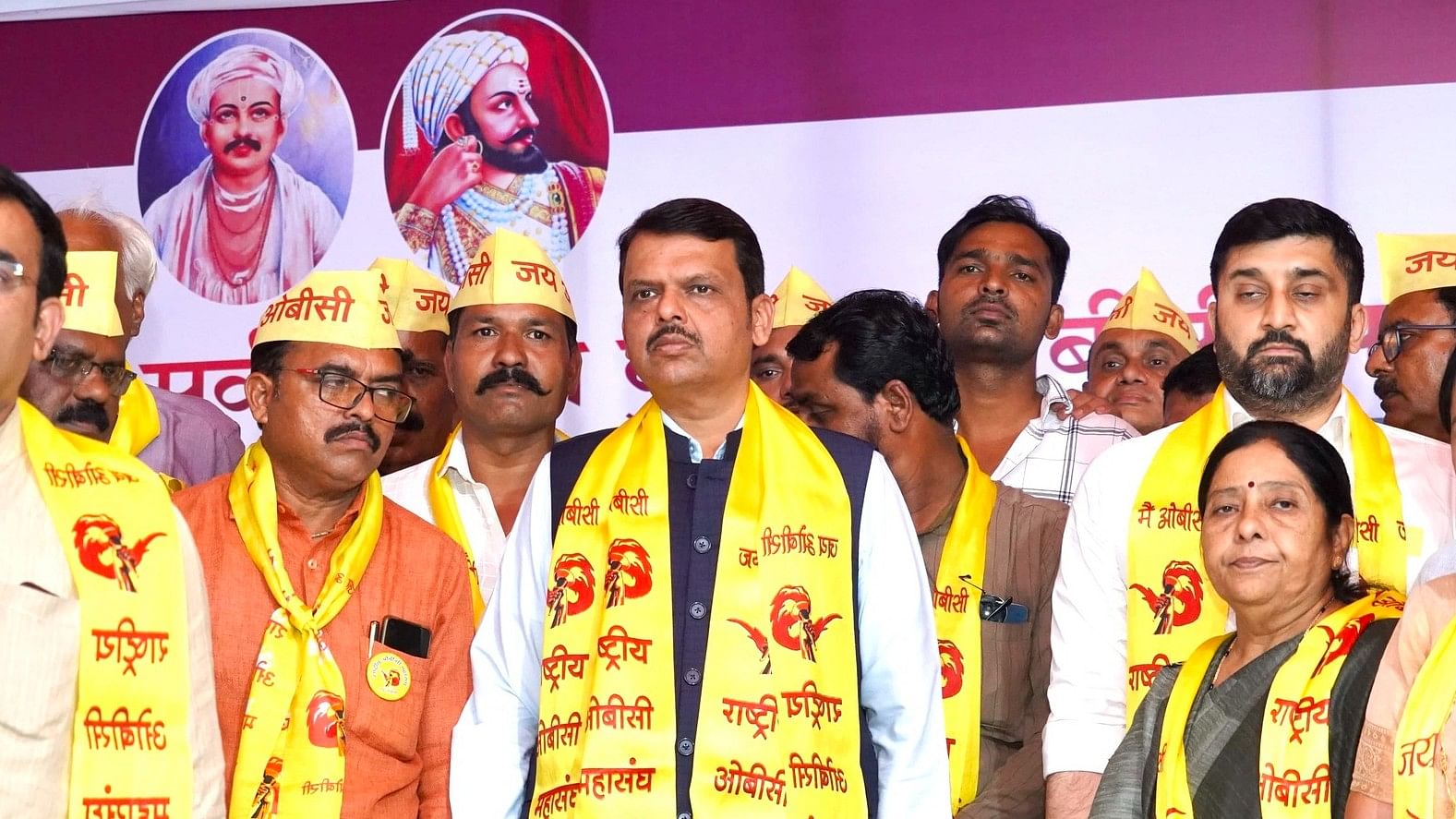 <div class="paragraphs"><p>Maharashtra deputy CM Devendra Fadnavis at a meet with OBC protesters in Nagpur on 17 September.</p></div>