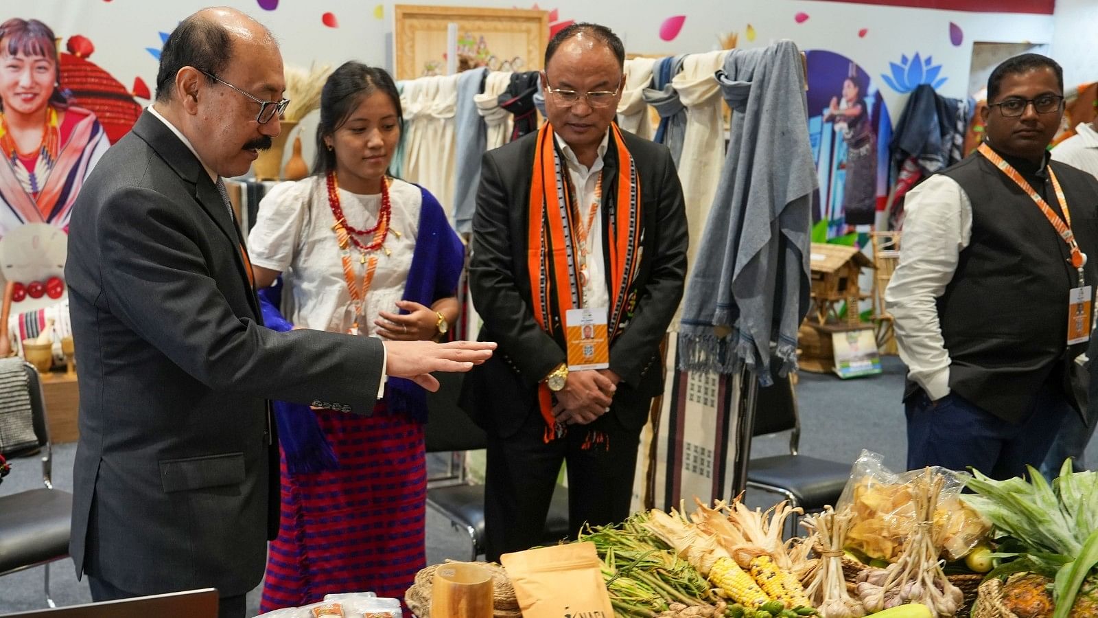 <div class="paragraphs"><p>G20 Chief Coordinator Harsh Vardhan Shringla (first from left) visits the G20 Crafts Bazaar, an exhibition-cum-sale, during the G20 Summit at the Bharat Mandapam, in New Delhi, on Saturday, 9 September.</p></div>