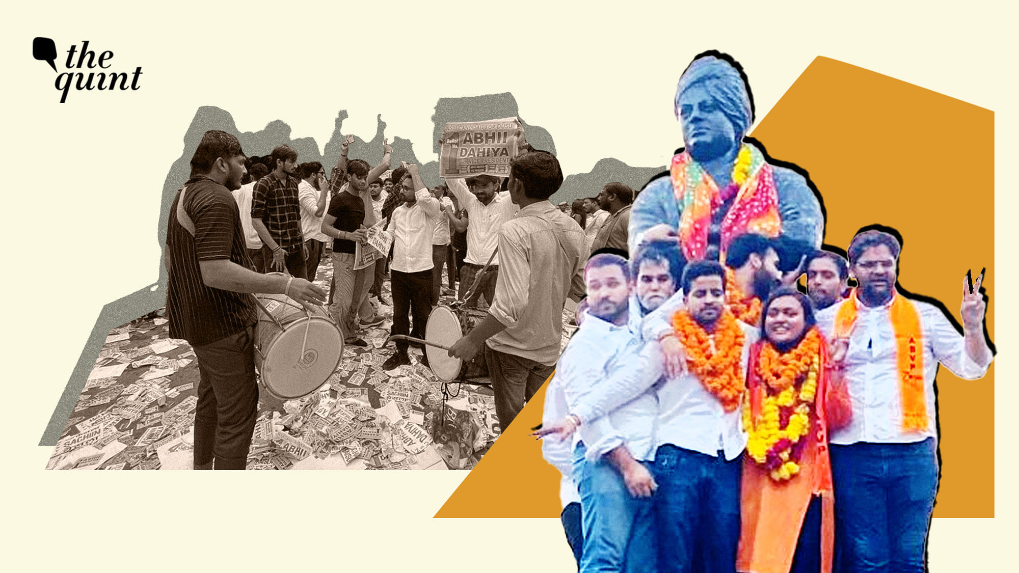 <div class="paragraphs"><p>The RSS-backed ABVP won three out of four posts in the Delhi University Students' Union, while the Congress' NSUI bagged one seat.&nbsp;</p></div>