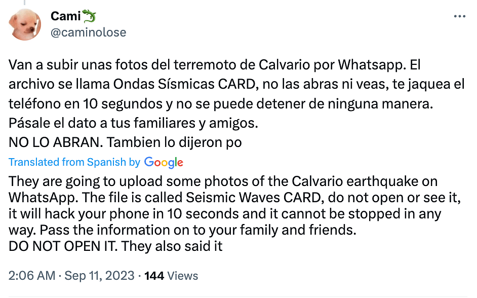 <div class="paragraphs"><p>These have been shared in connection to the earthquake that stuck in Colombia in August.&nbsp;</p></div>