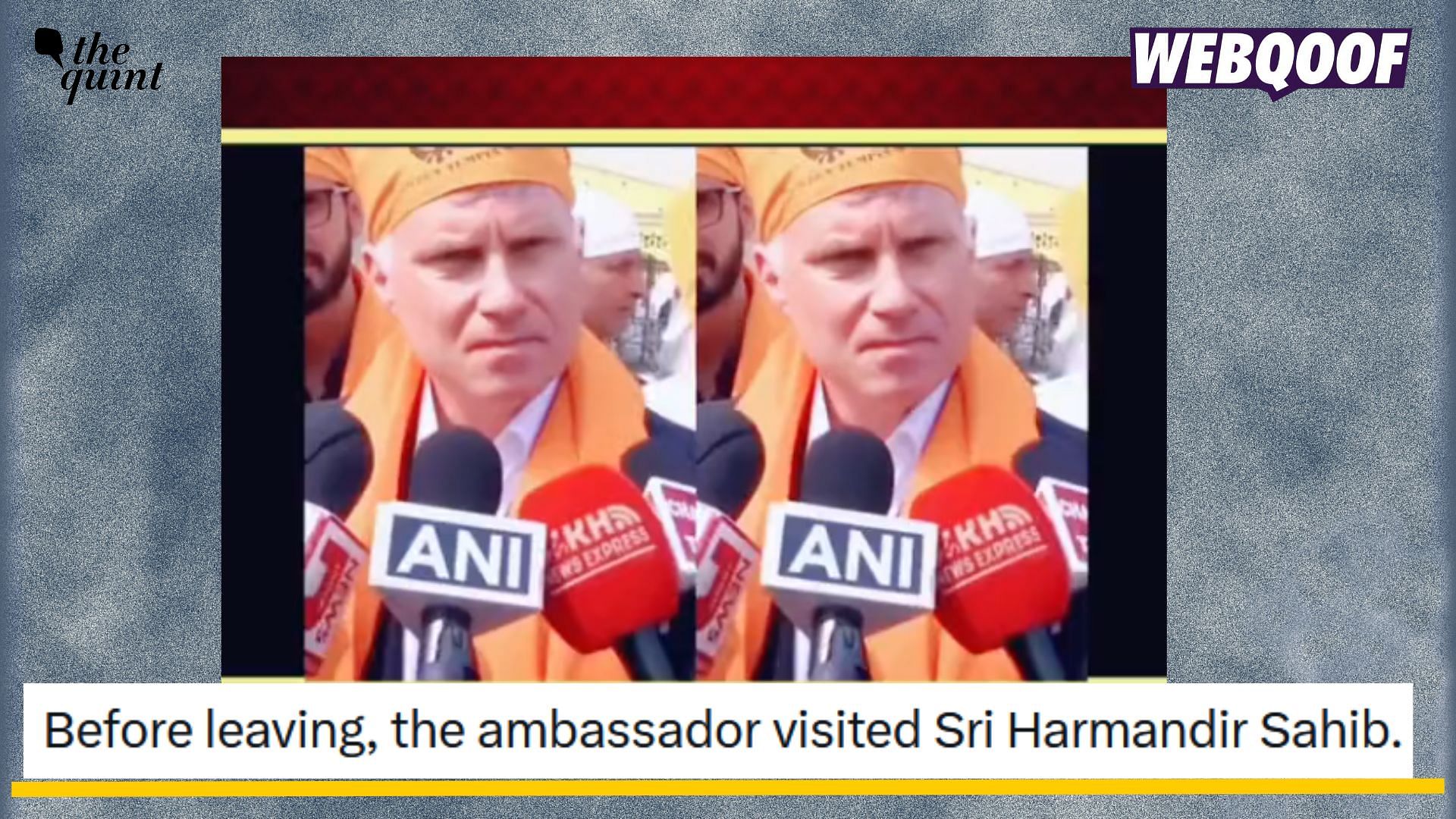 <div class="paragraphs"><p>Fact-check: The High Commissioner for Canada in India Cameron MacKay did not visit the Golden Temple in Punjab recently. </p></div>