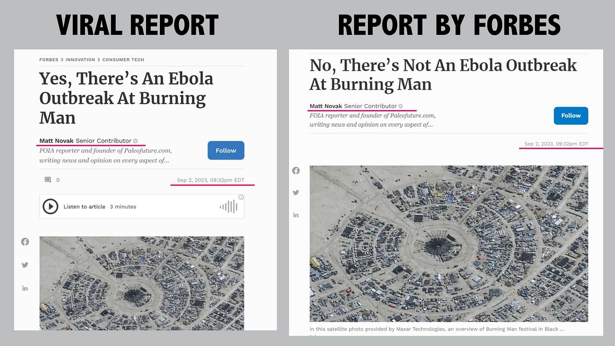 While both the visuals were unrelated to 2023 Burning Man event, the purported report had been digitally altered.