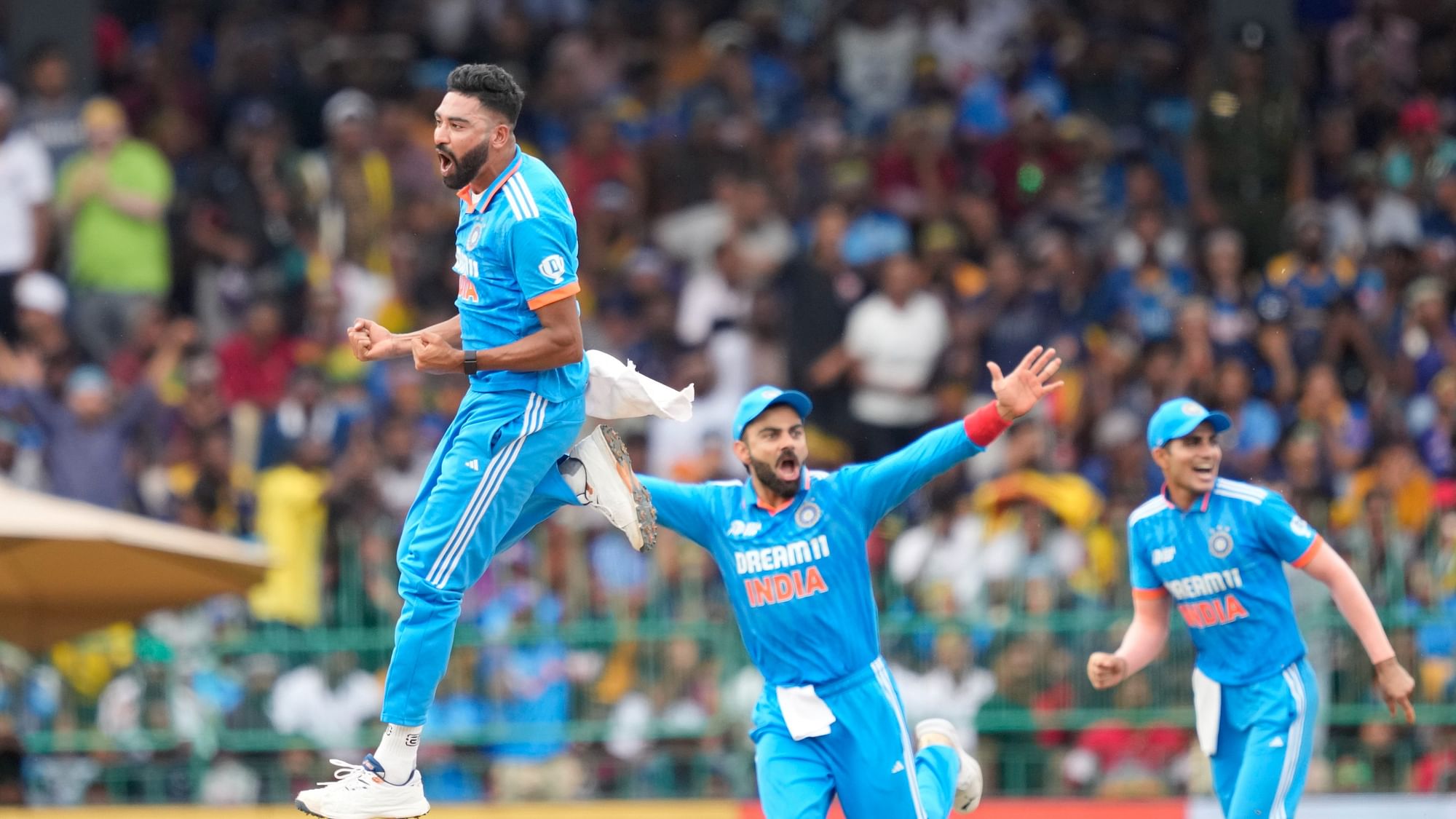 <div class="paragraphs"><p>Mohammed Siraj has become the first Indian bowler to bag four wickets in one over of men’s ODIs</p></div>