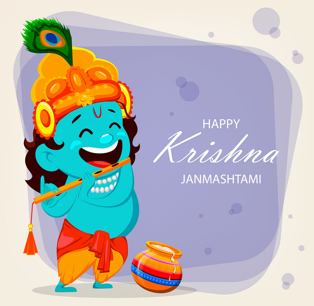 Happy Janmashtami. Color badge with congratulations on white background.  Can be used for labels or banners or posters o… | Happy janmashtami,  Thinking quotes, Happy