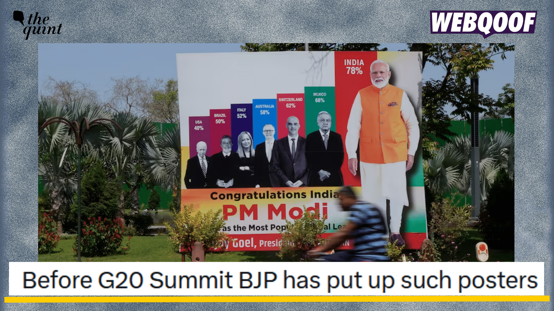 <div class="paragraphs"><p>Fact-check: An old hoarding of Prime Minister Narendra Modi's popularity scale is being falsely linked to G20 Summit. </p></div>