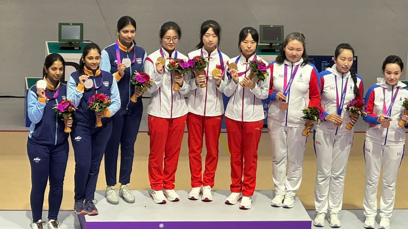 <div class="paragraphs"><p>Ashi Chouksey, Mehuli Ghosh and Ramita have won India's first medal at the 2023 Asian Games.</p></div>