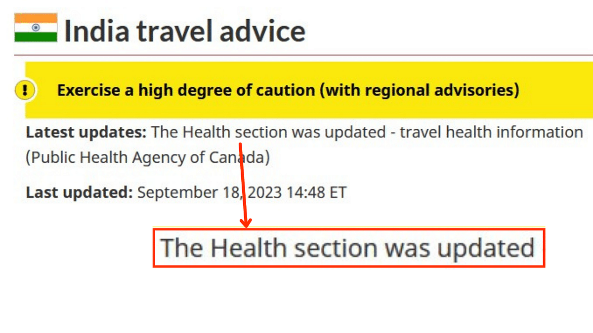 The recent change in Canada's travel advisory for citizens travelling to India is only under the "health section".