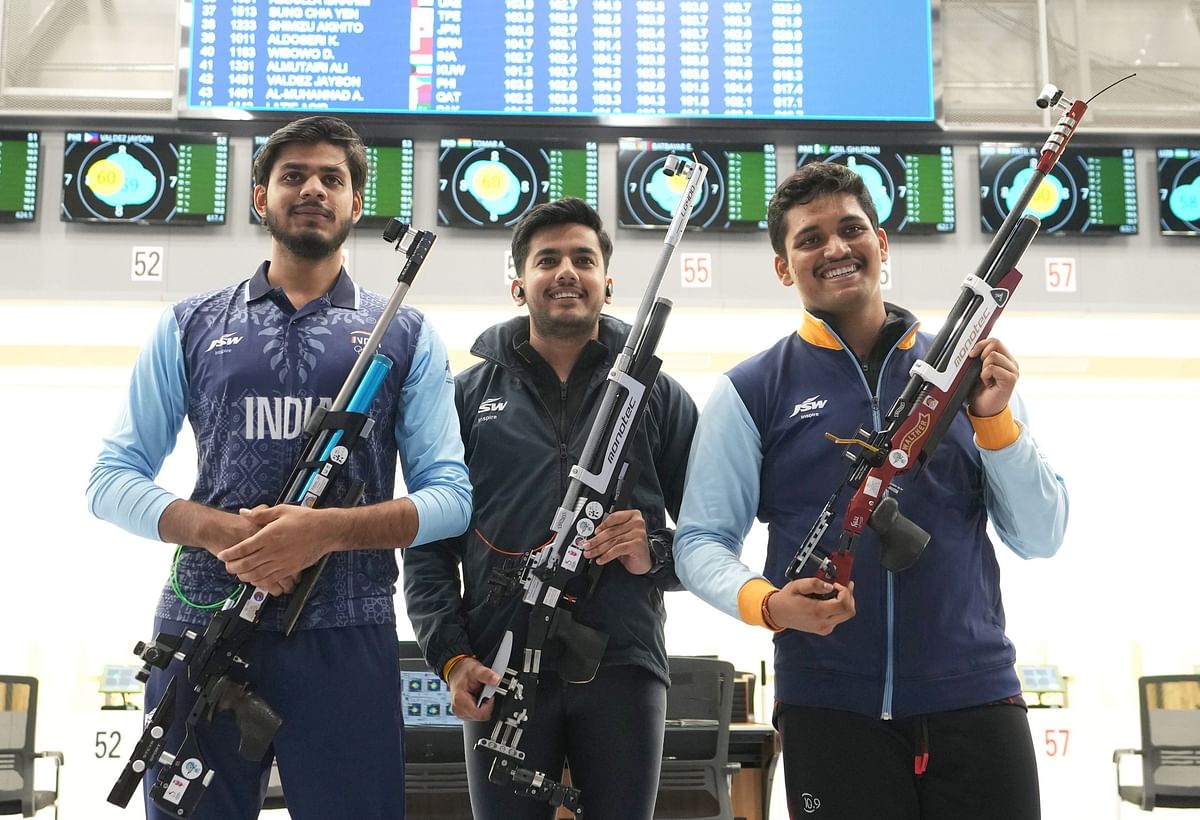 The 10m Air Rifle trio of Rudrankksh, Aishwary and Divyansh has won India’s first gold at the 2023 Asian Games.