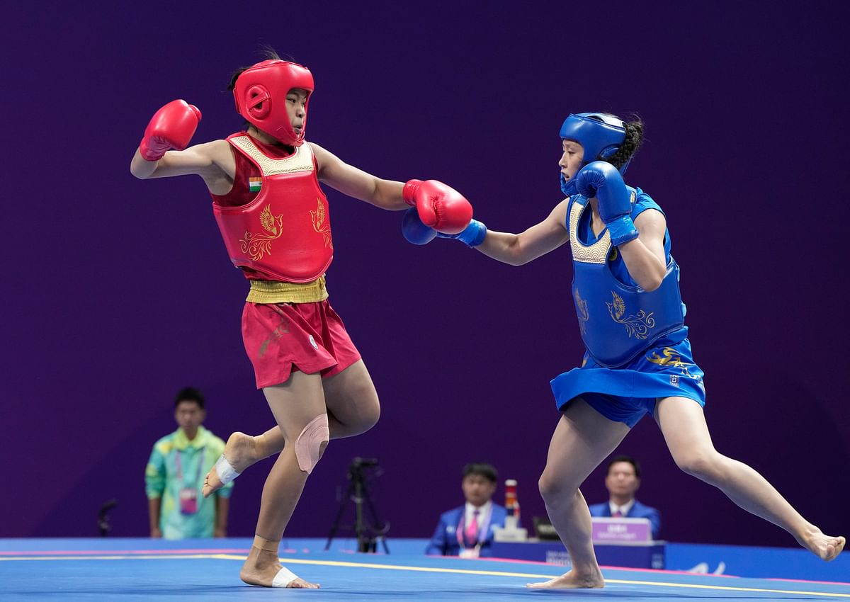Roshibina Devi Naorem has won her second straight Asian Games medal, finishing with a silver in the 60kg wushu event