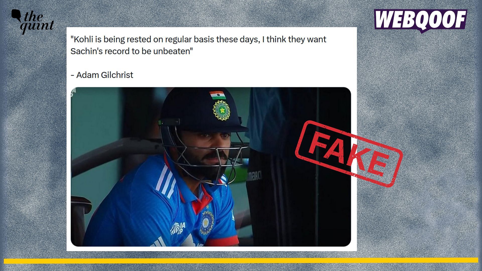 <div class="paragraphs"><p>Fact-check: A fake statement about Virat Kohli and Sachin Tendulkar has been attributed to former Australian cricketer Adam Gilchrist and former South African cricketer AB de Villiers.</p></div>