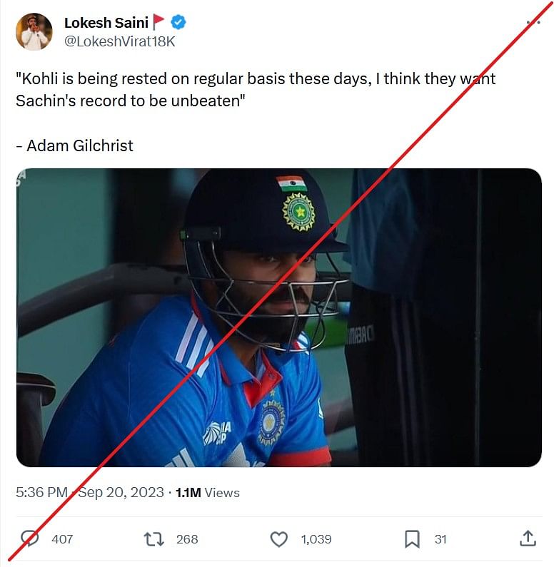 Former Australian cricketer Adam Gilchrist refuted making this statement about Virat Kohli and Sachin Tendulkar.