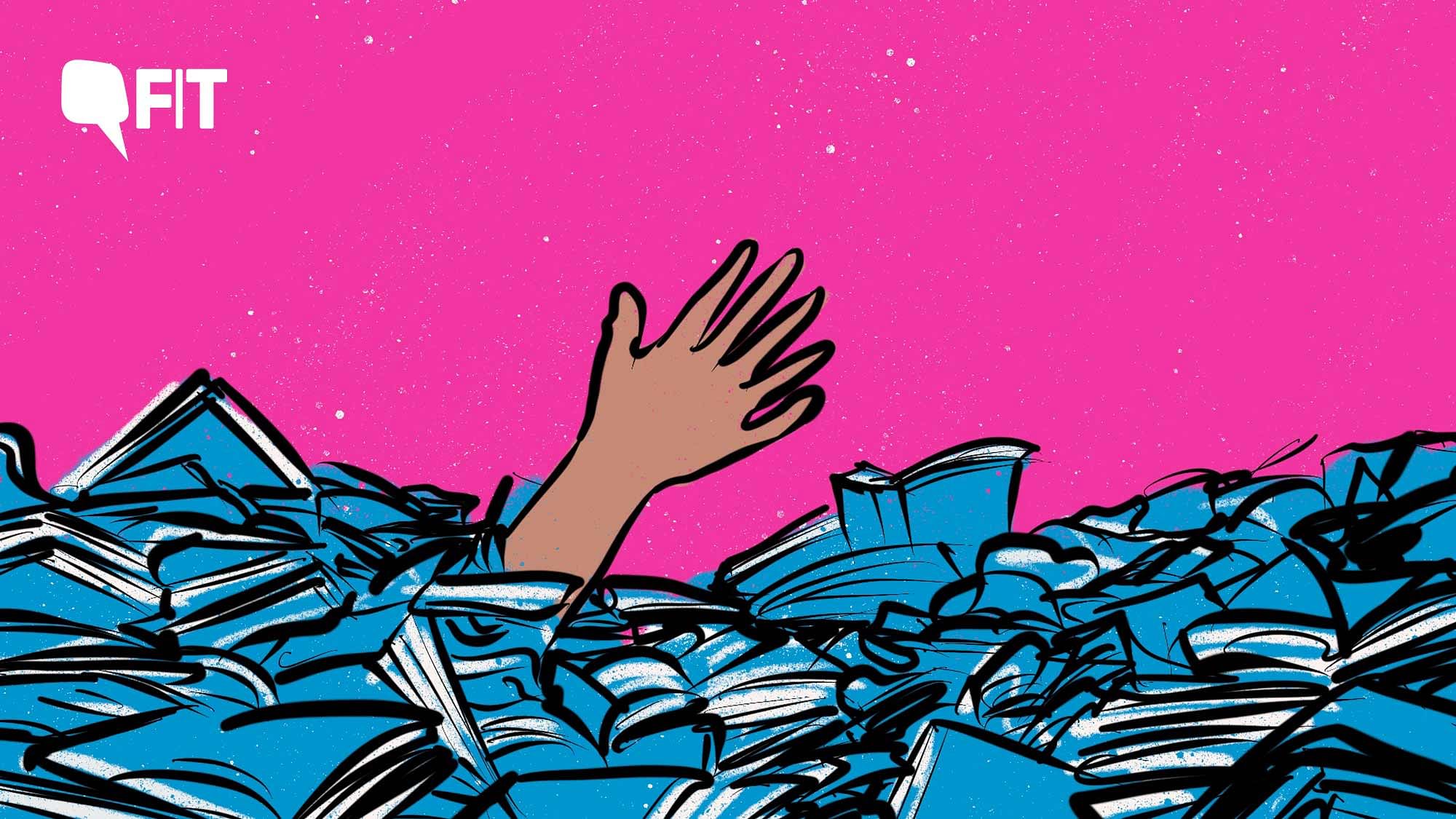 <div class="paragraphs"><p>World Suicide Prevention Day 2023: A hand poking out of a mount of books seeking help.</p></div>