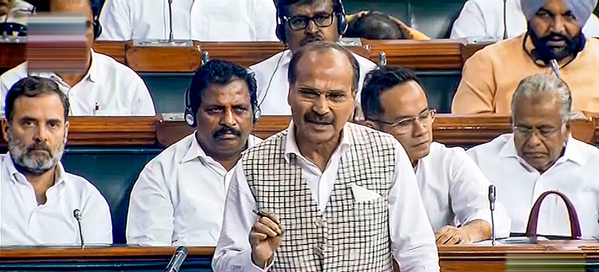 <div class="paragraphs"><p>Congress MP Adhir Ranjan Chowdhury speaks in the Lok Sabha during a special session of Parliament, in New Delhi, Monday, 18 September, 2023. </p></div>
