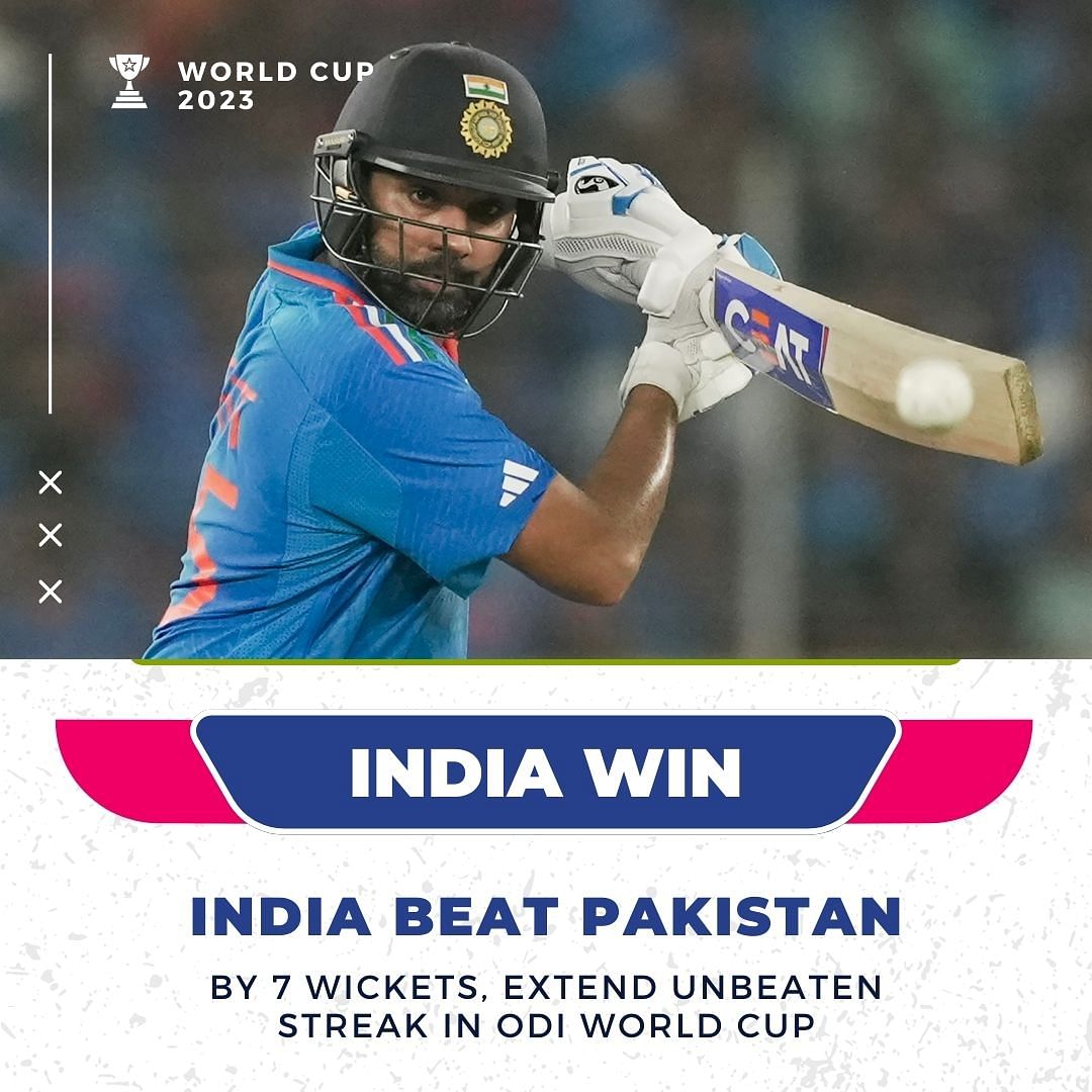 #CWC23 | India's unbeaten streak against Pakistan in World Cup was extended in the most dominating of fashions.