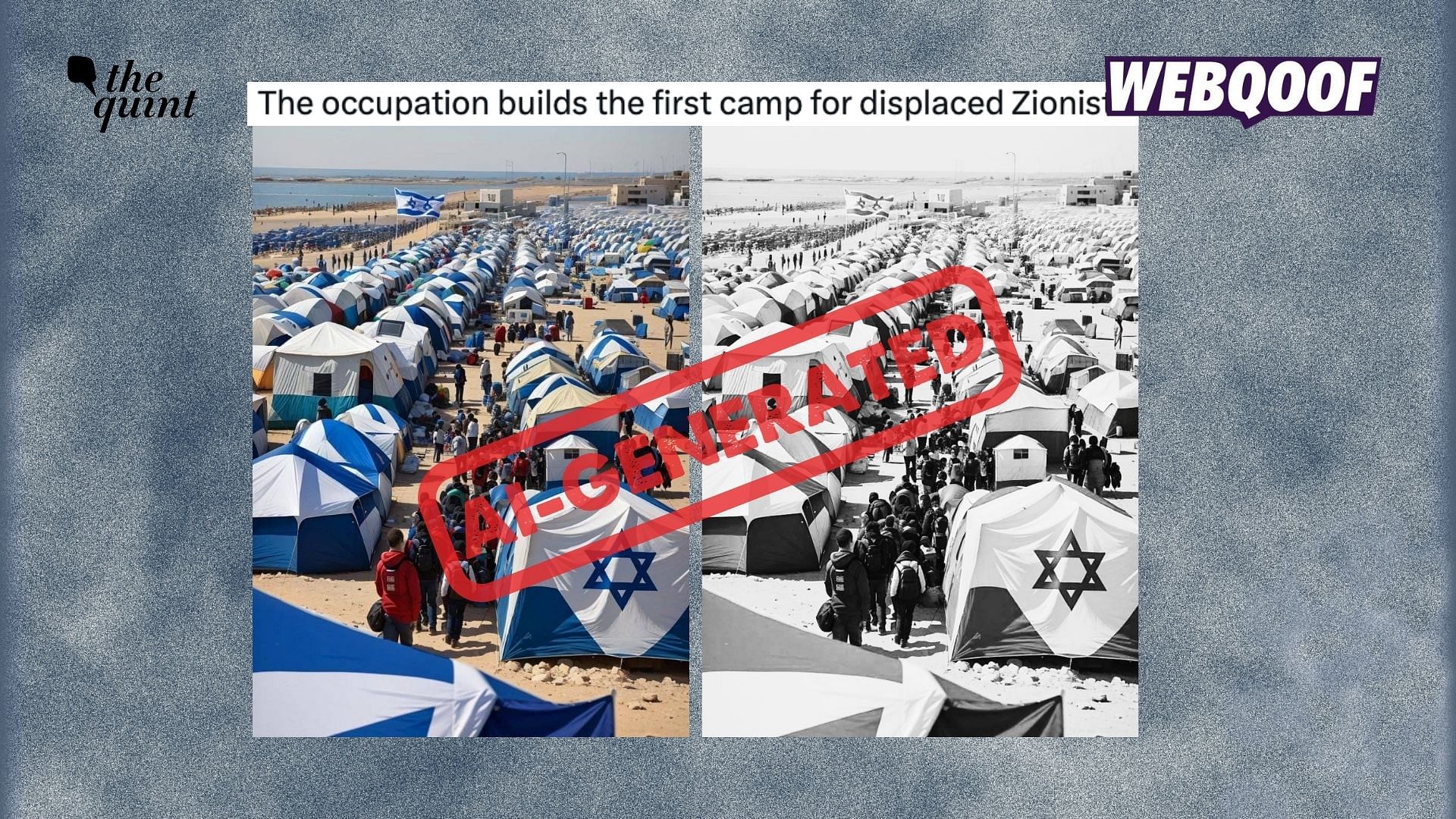 <div class="paragraphs"><p>An AI-generated image of a tent camp is being shared to claim that it shows a camp built by the Israeli government for displaced citizens.</p></div>