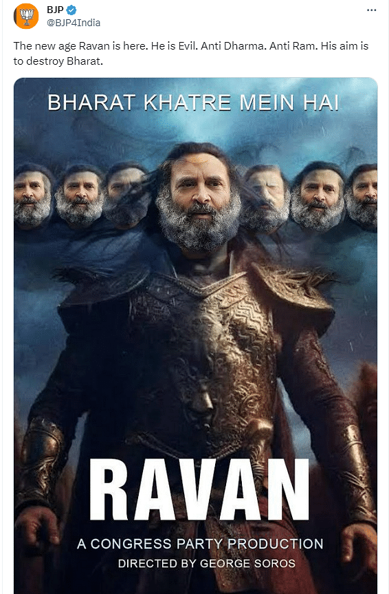 On 5 October, BJP put out a post on X comparing Congress leader Rahul Gandhi with 'Ravan'. 
