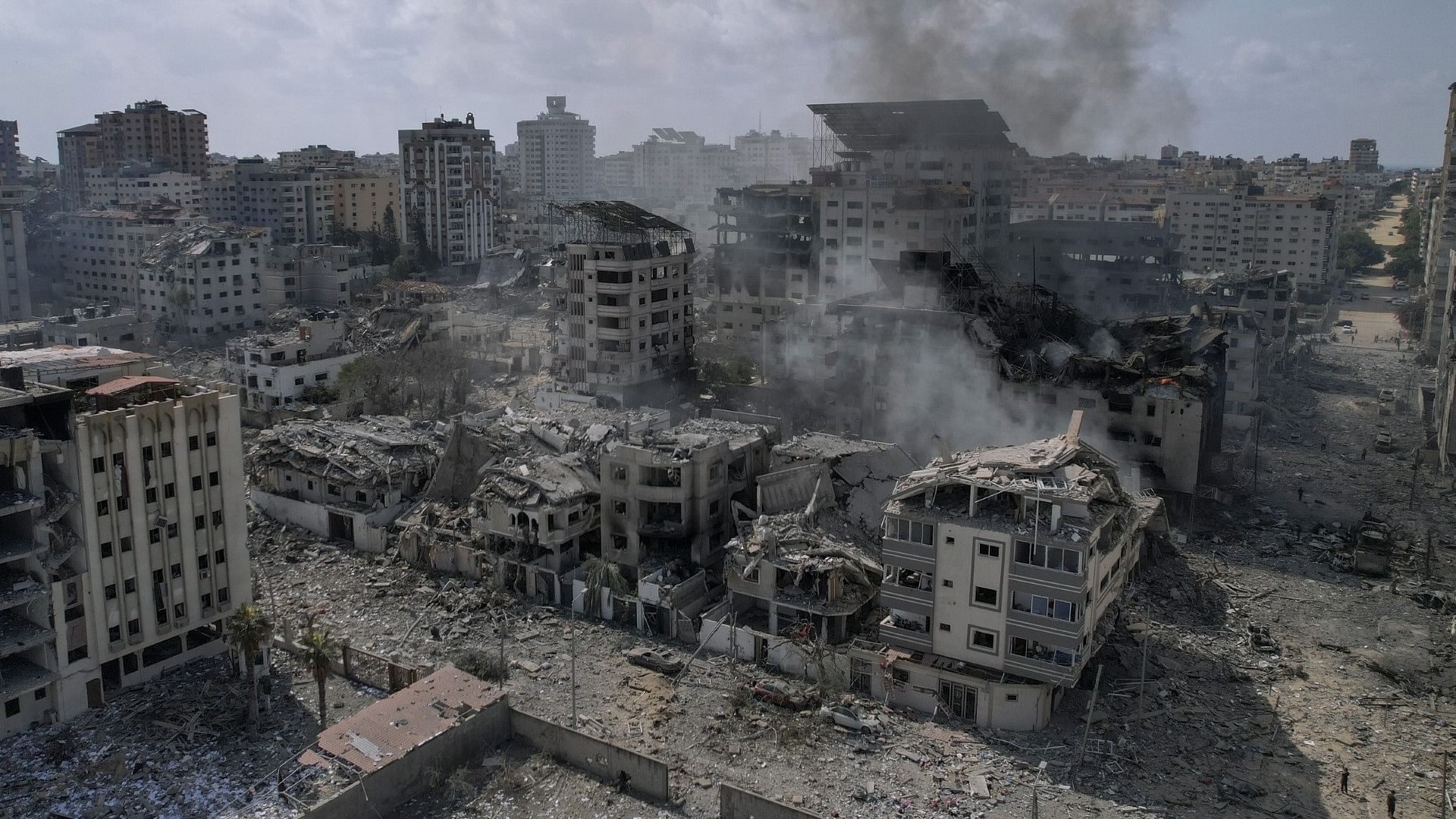 <div class="paragraphs"><p>A view of the rubble of buildings hit by an Israeli airstrike, in Gaza City.</p></div>