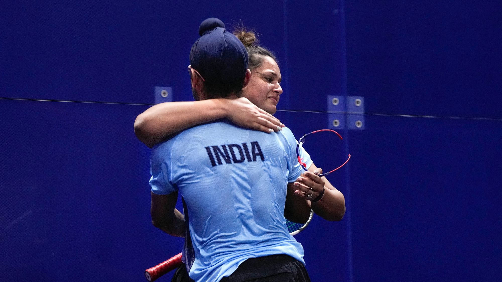 <div class="paragraphs"><p>Hangzhou: India’s Dipika Pallikal and Harinder Pal Singh Sandhu celebrate after winning the final match of Mixed Doubles squash event against Malaysia's Aifa Binti Azman and Mohammad Syafiq Bin Mohd Kamal to clinch the gold at the 19th Asian Games, in Hangzhou, China, Thursday, Oct. 5, 2023. </p></div>